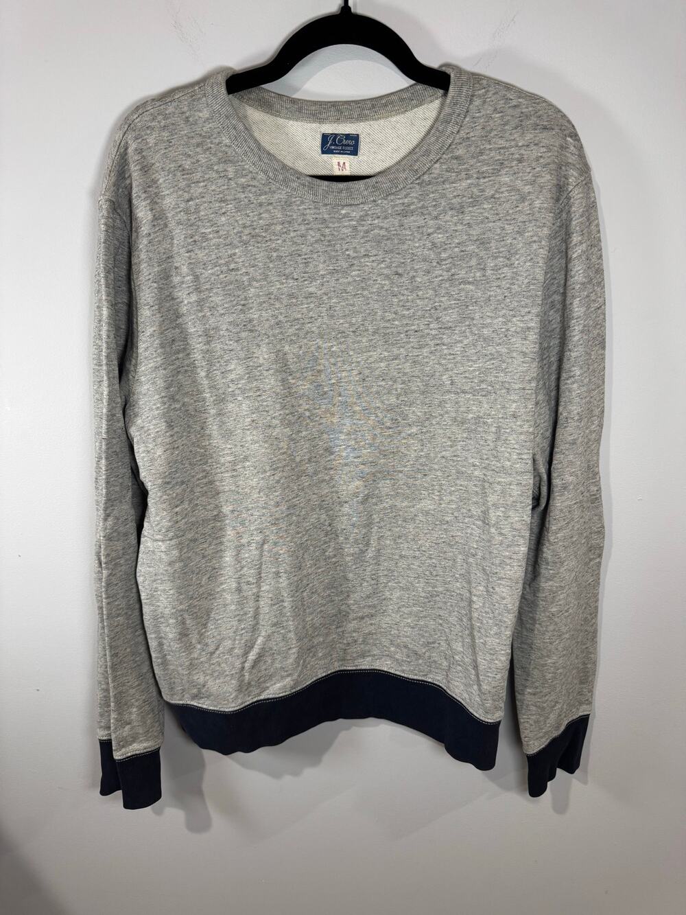 J.Crew Men’s Vintage Fleece Crewneck Sweatshirt Gray & Black Size M